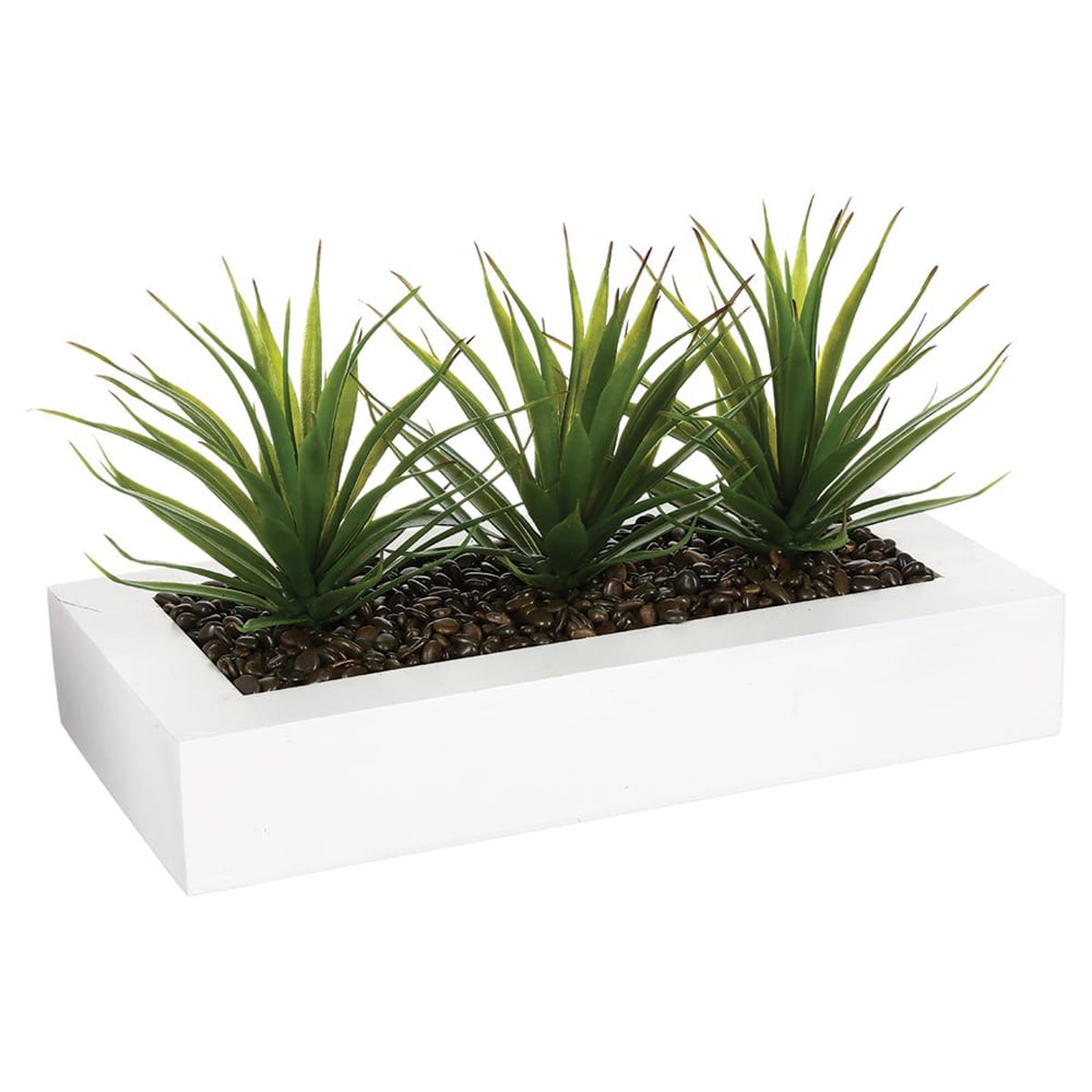 Vaso com 3 plantas de aloé vera artificiais da hôma, fotografia 1