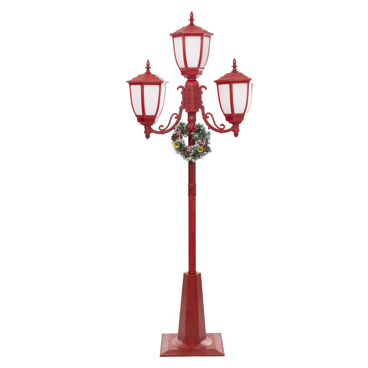 Poste decorativo vermelho com 3 lanternas 216cm da hôma, fotografia 1