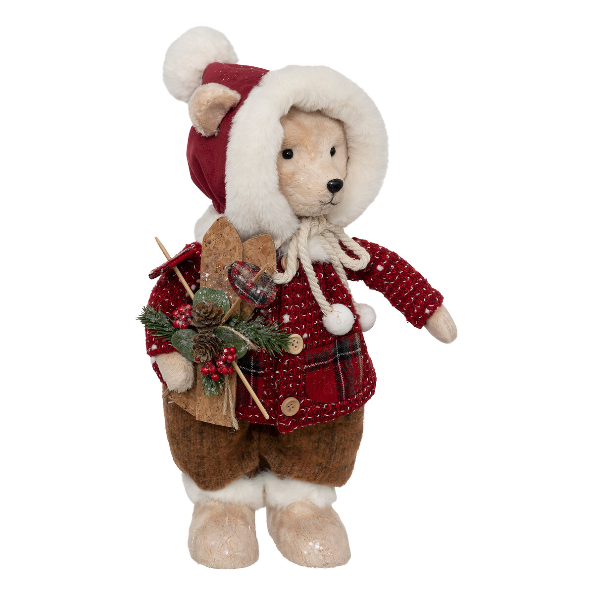 Figura urso com ski e gorro de pelo 41cm da hôma, fotografia 1