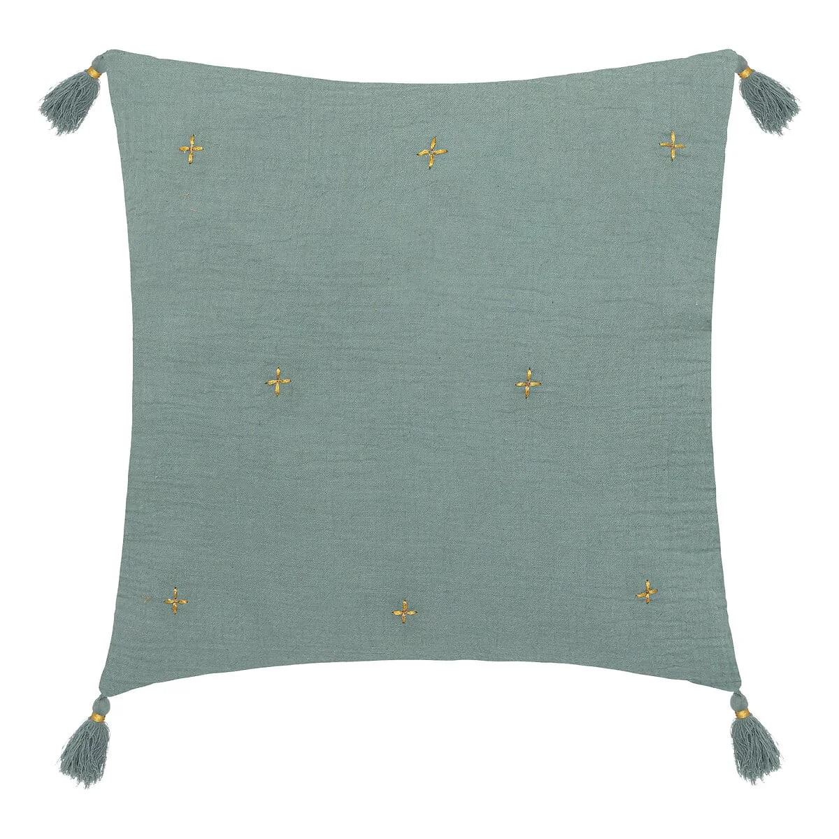 Almofada WINTER LIGHT gaze verde celadon com cruzes 40x40cm by hôma, photo 1