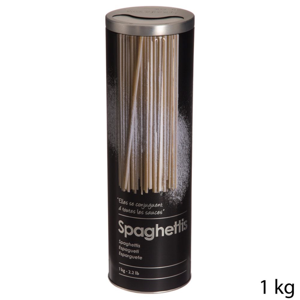 Lata p/esparguete em metal decorada 1kg da hôma, fotografia 1