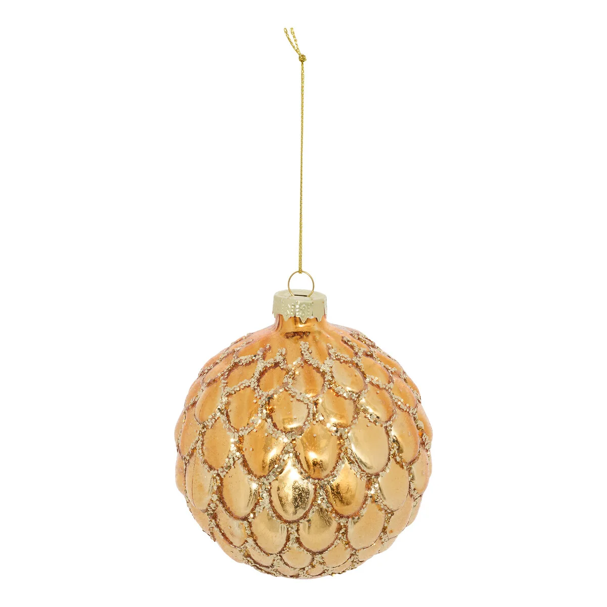 Bola de natal penas dourado 10cm da hôma, fotografia 1