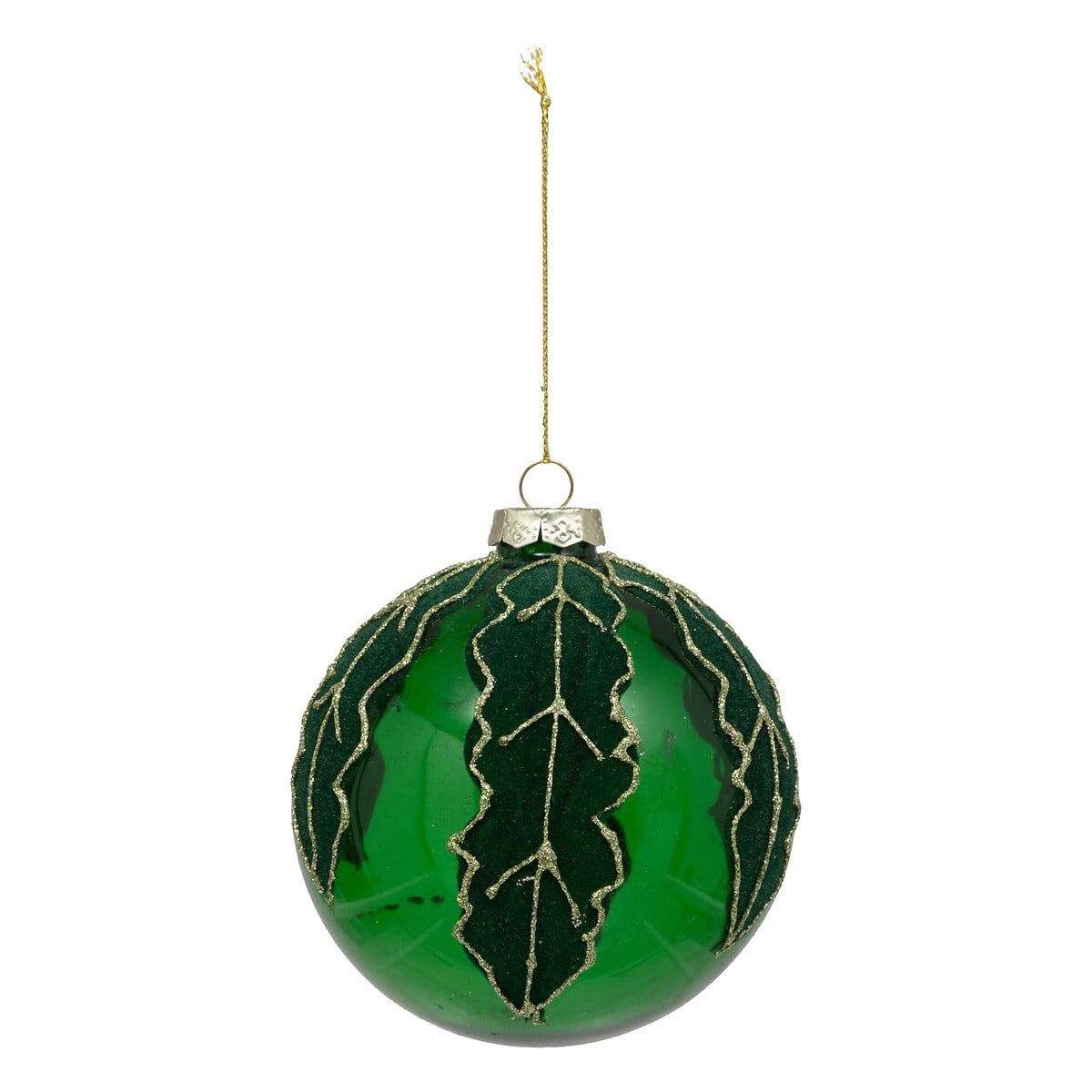 Bola verde azevinho com relevo em vidro 10cm by hôma, photo 1