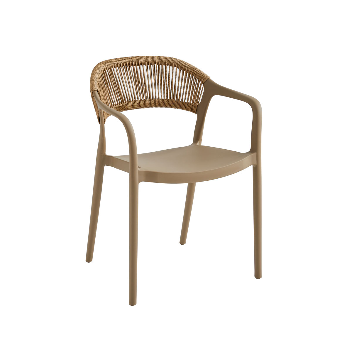 Cadeirão efeito rattan bege da hôma, fotografia 1