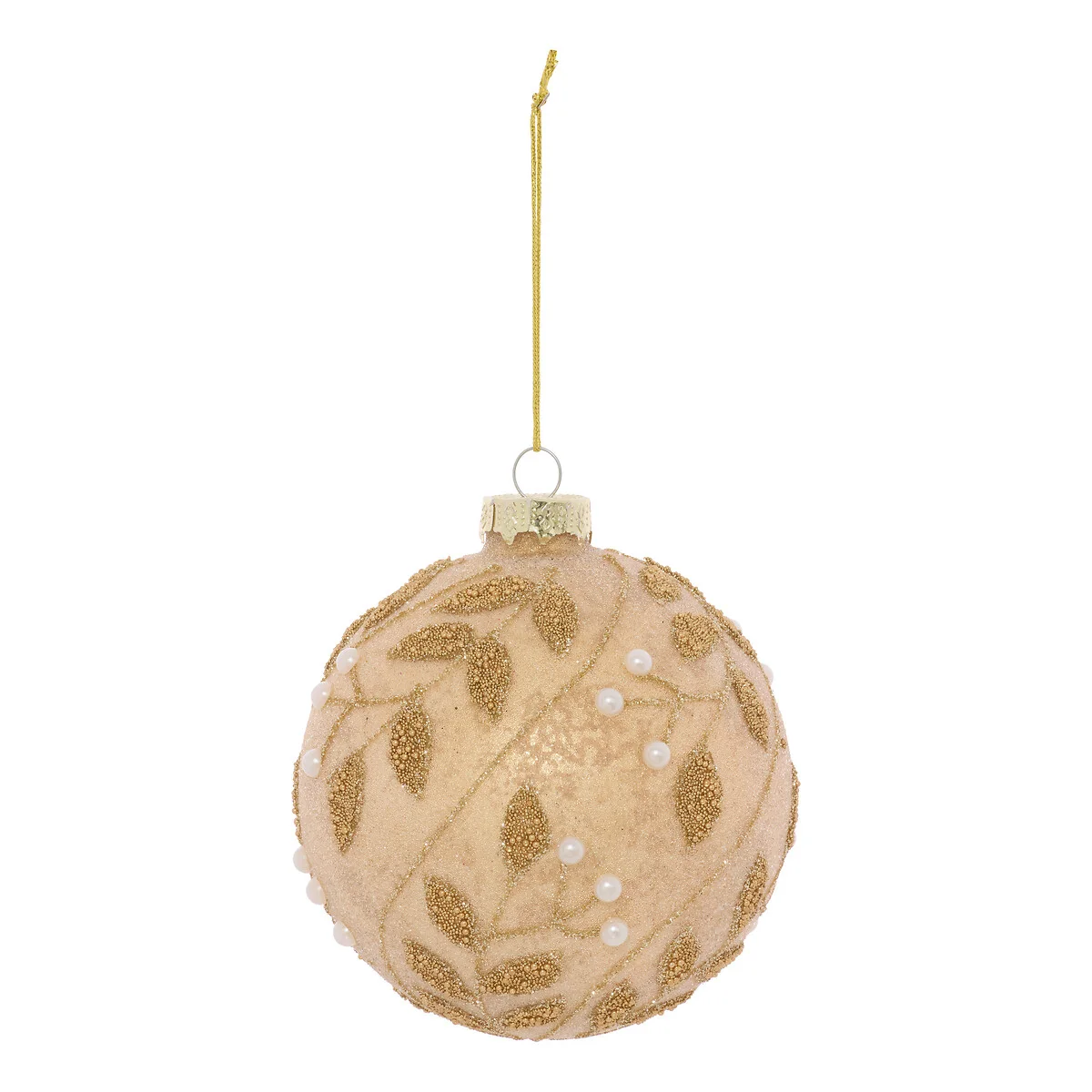 Bola de natal ramos e pérolas dourado 8cm da hôma, fotografia 1