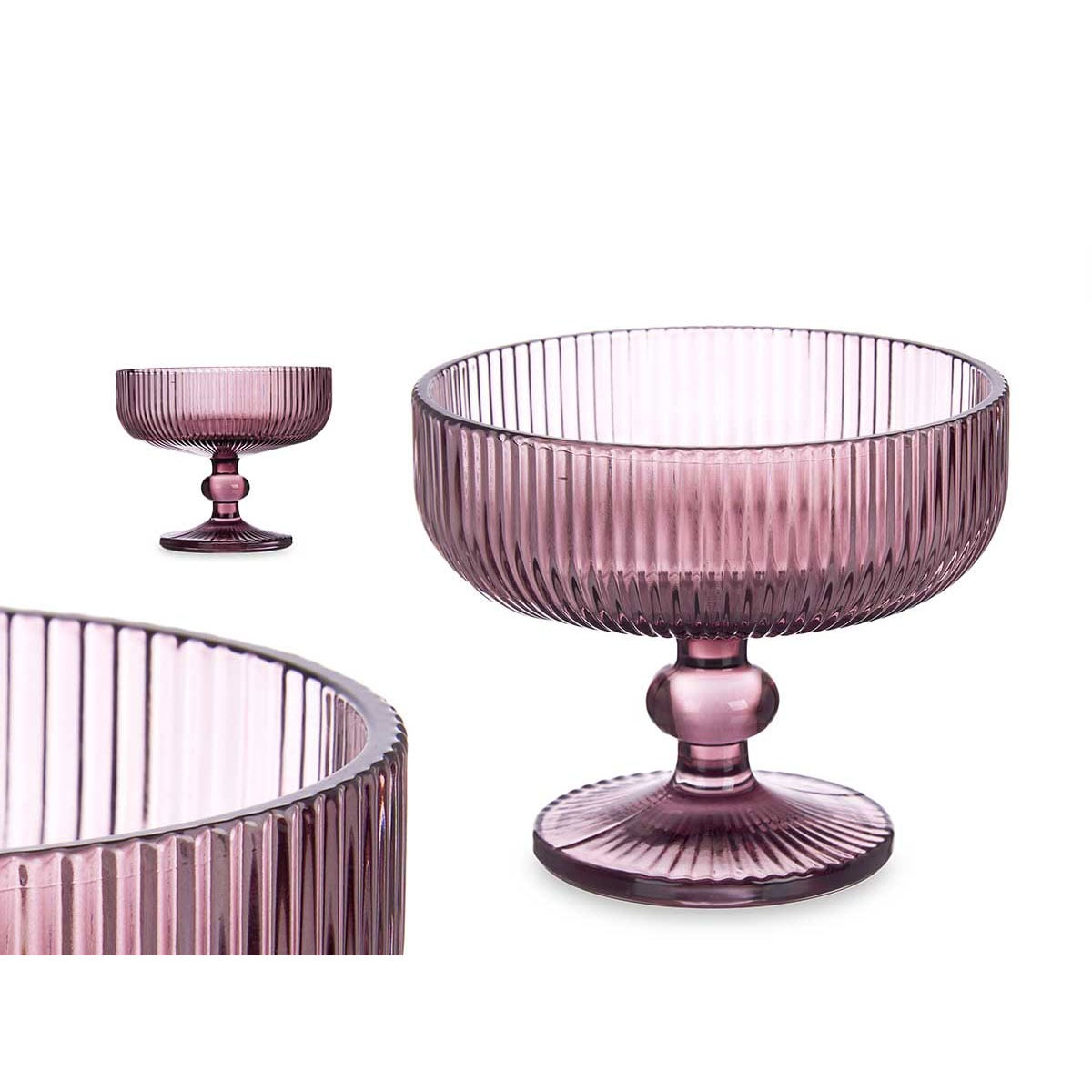 Taça de gelado RISCAS rosa em vidro 31cl da hôma, fotografia 1