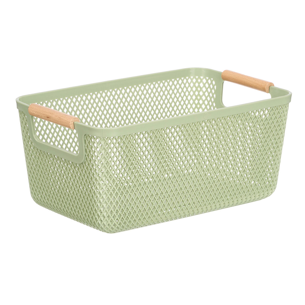 Cesto verde com pega em bambu 36x22cm da hôma, fotografia 1