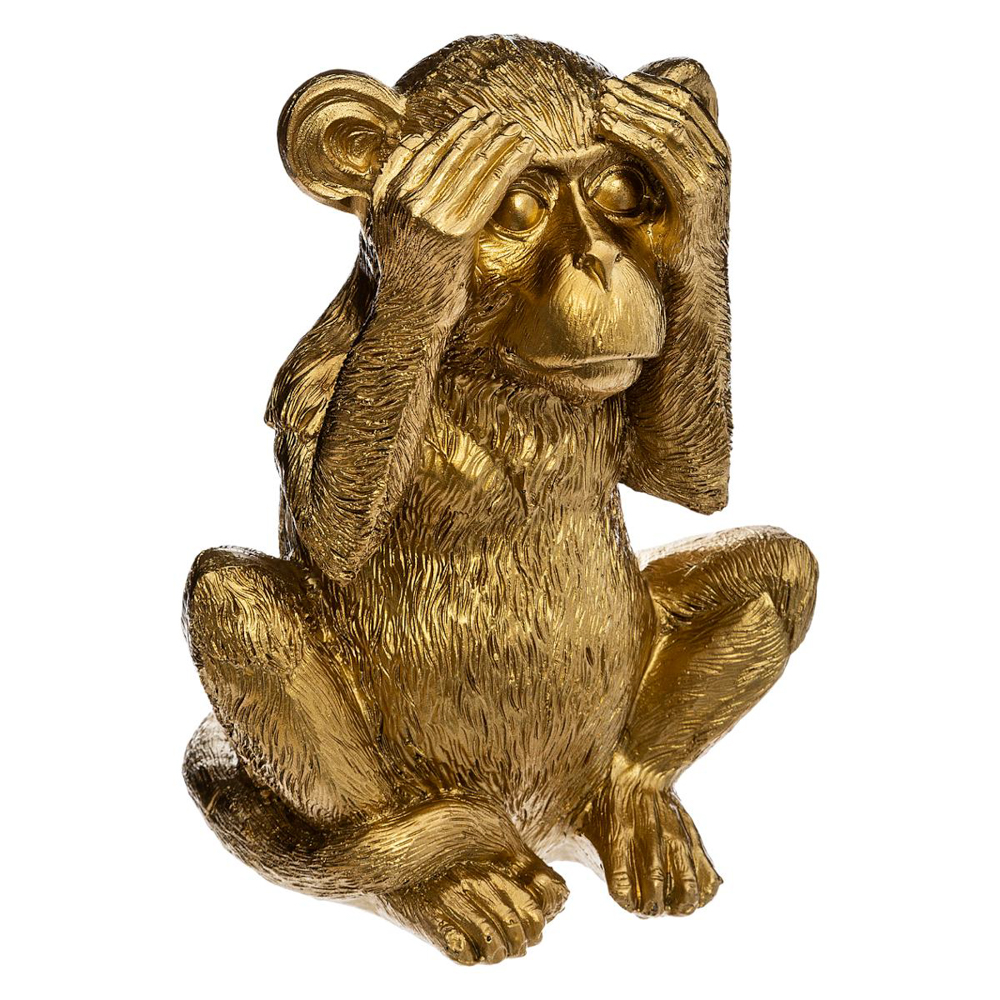 Estatueta macaco sábio cego dourada da hôma, fotografia 1