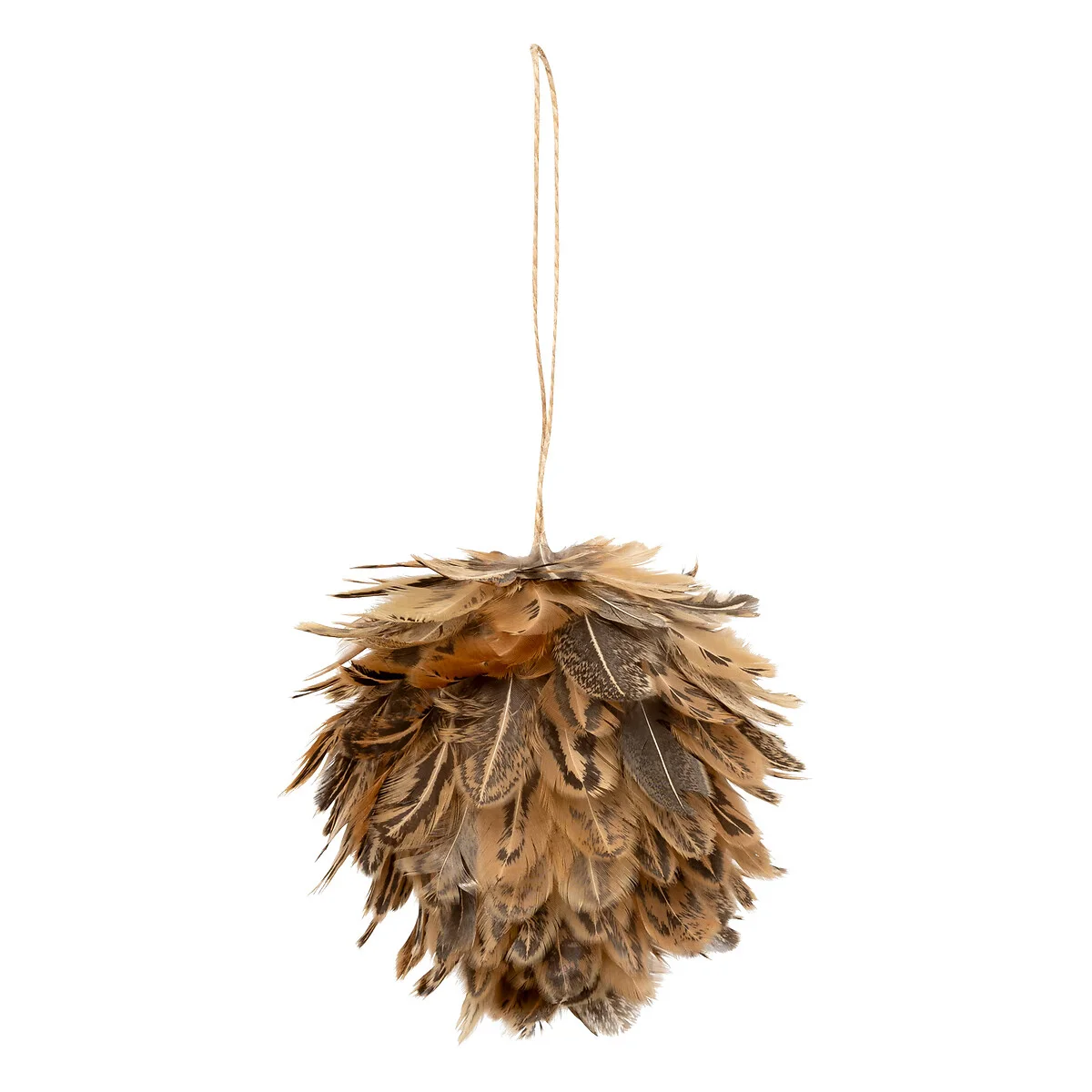 Bola com plumas castanha 10cm da hôma, fotografia 1