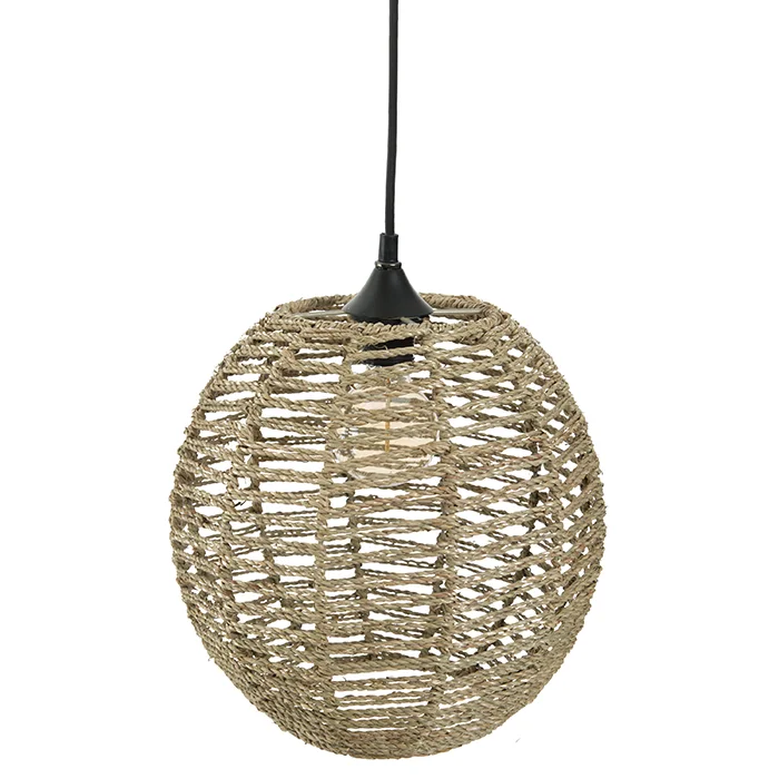 Candeeiro de teto bola em rattan e metal da hôma, fotografia 1