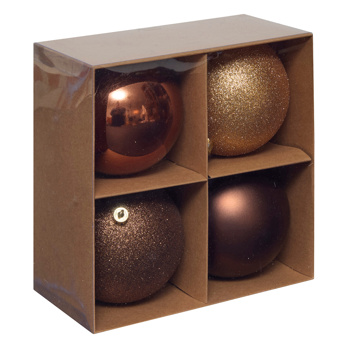 Conjunto 4 bolas de natal castanho 10cm by hôma, photo 1