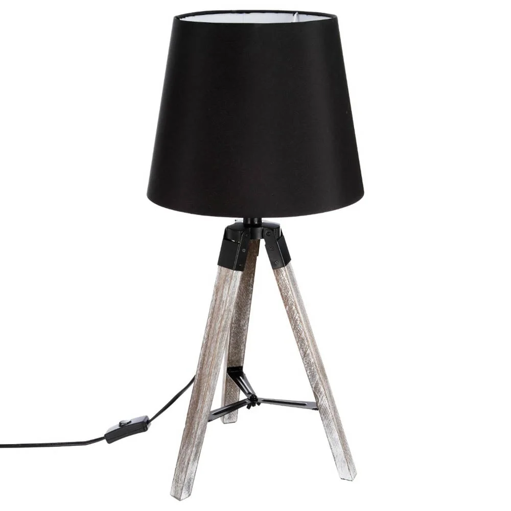 Candeeiro de mesa RUNO preto com tripé em madeira by hôma, photo 1