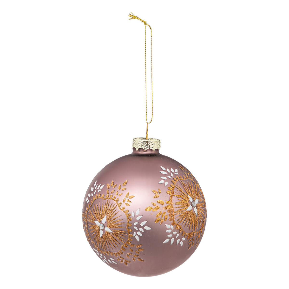 Pendurante bola rosa com relevo dourado 9cm by hôma, photo 1