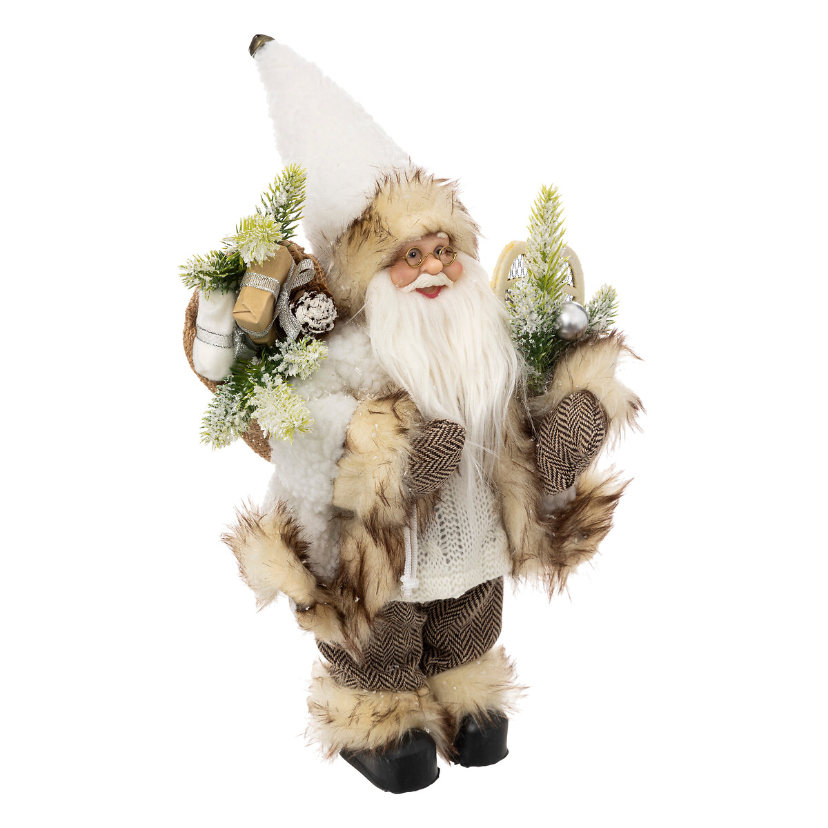 Figura pai natal branco e castanho luminoso 30cm da hôma, fotografia 1
