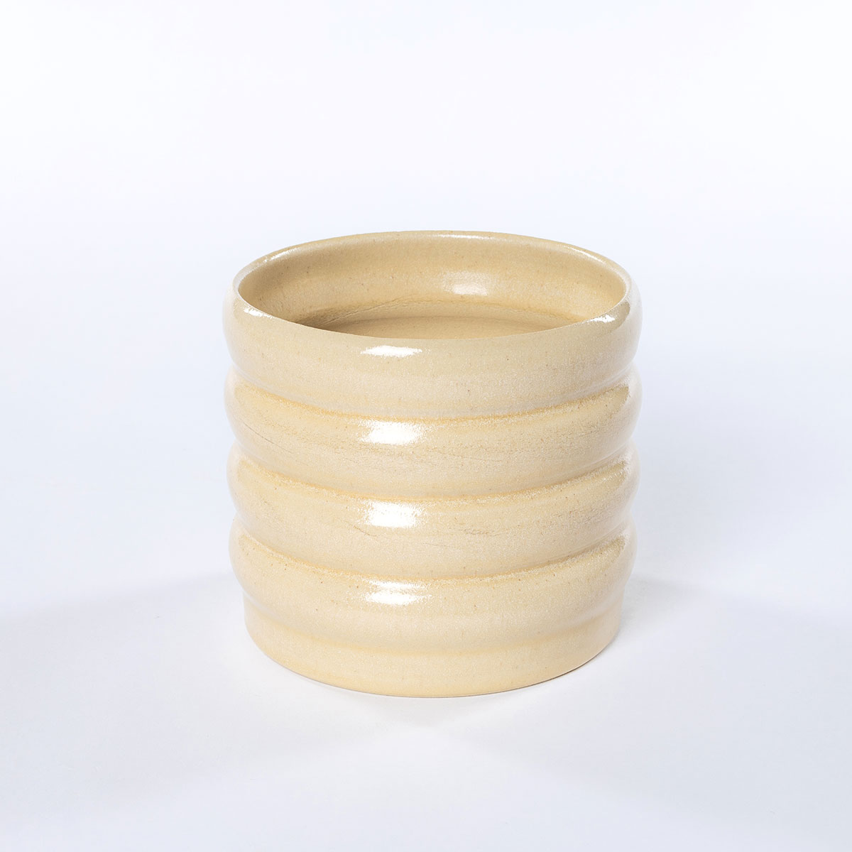 Vaso de cerâmica ondulado bege 12cm da hôma, fotografia 1