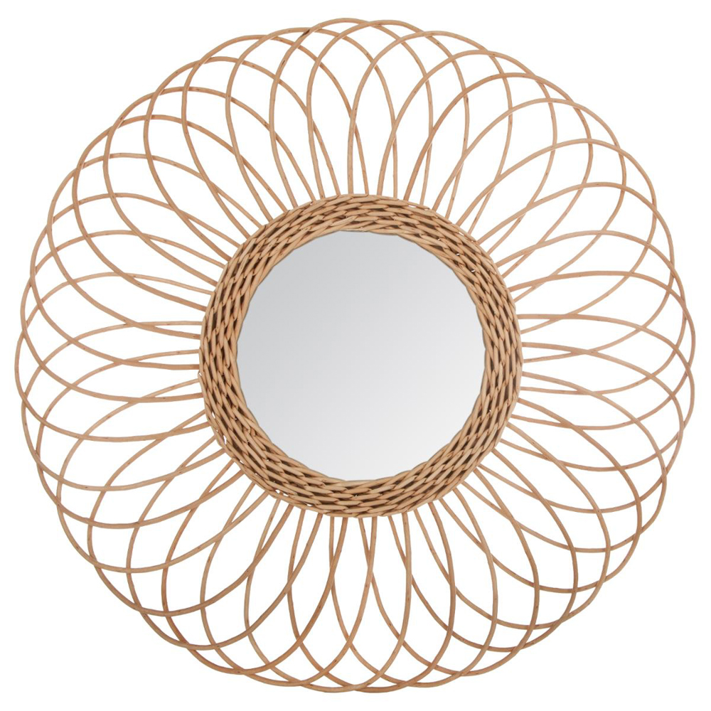 Espelho decorativo ROSÁCEA em rattan bege da hôma, fotografia 1