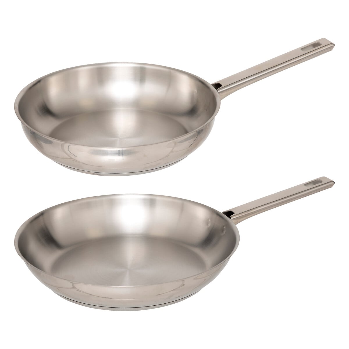 Conjunto de 2 frigideiras em aço inox 24/28cm da hôma, fotografia 1