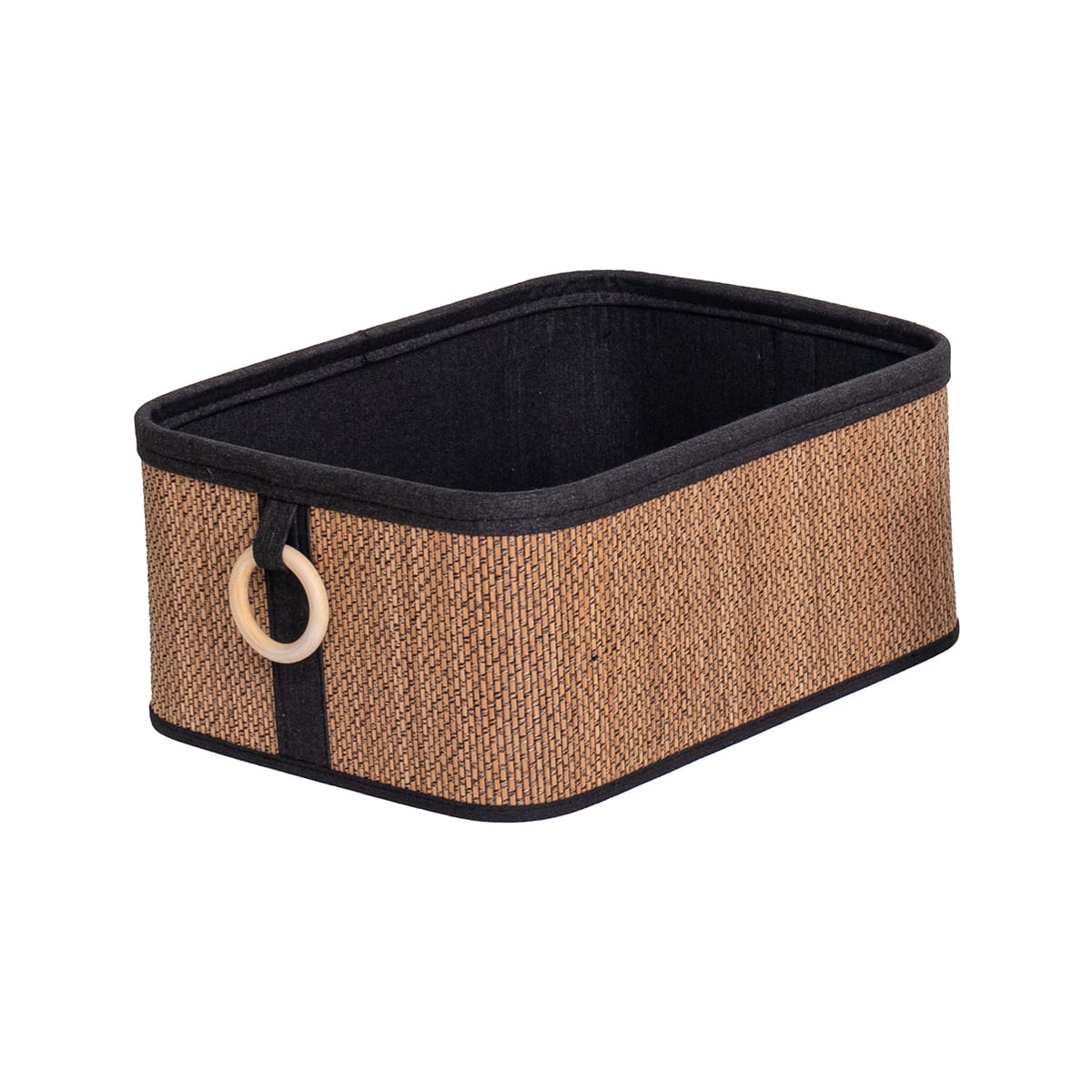 Cesto wc em bambu com alça de madeira 30x40cm da hôma, fotografia 1