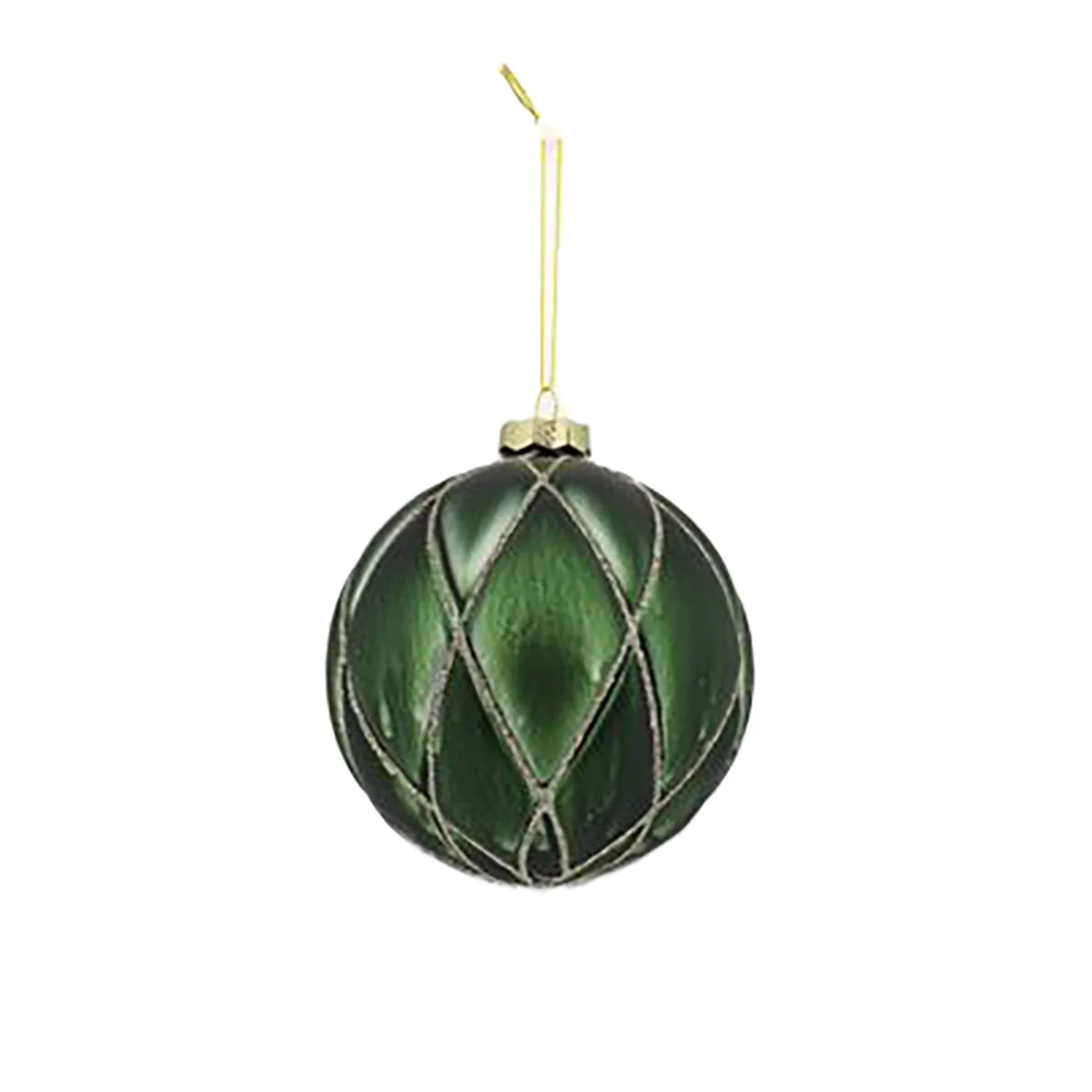 Bola losangos verde e prateado em vidro 8cm by hôma, photo 1