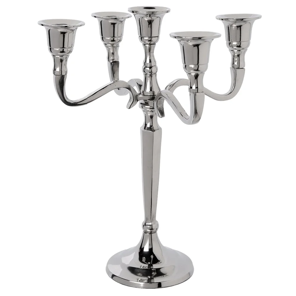 Candelabro em metal prateado para 5 velas by hôma, photo 1