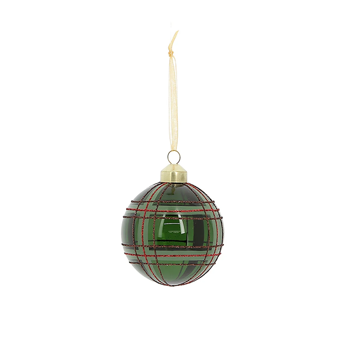 Bola De Natal Efeito Tartan Verde 8cm by hôma, photo 1