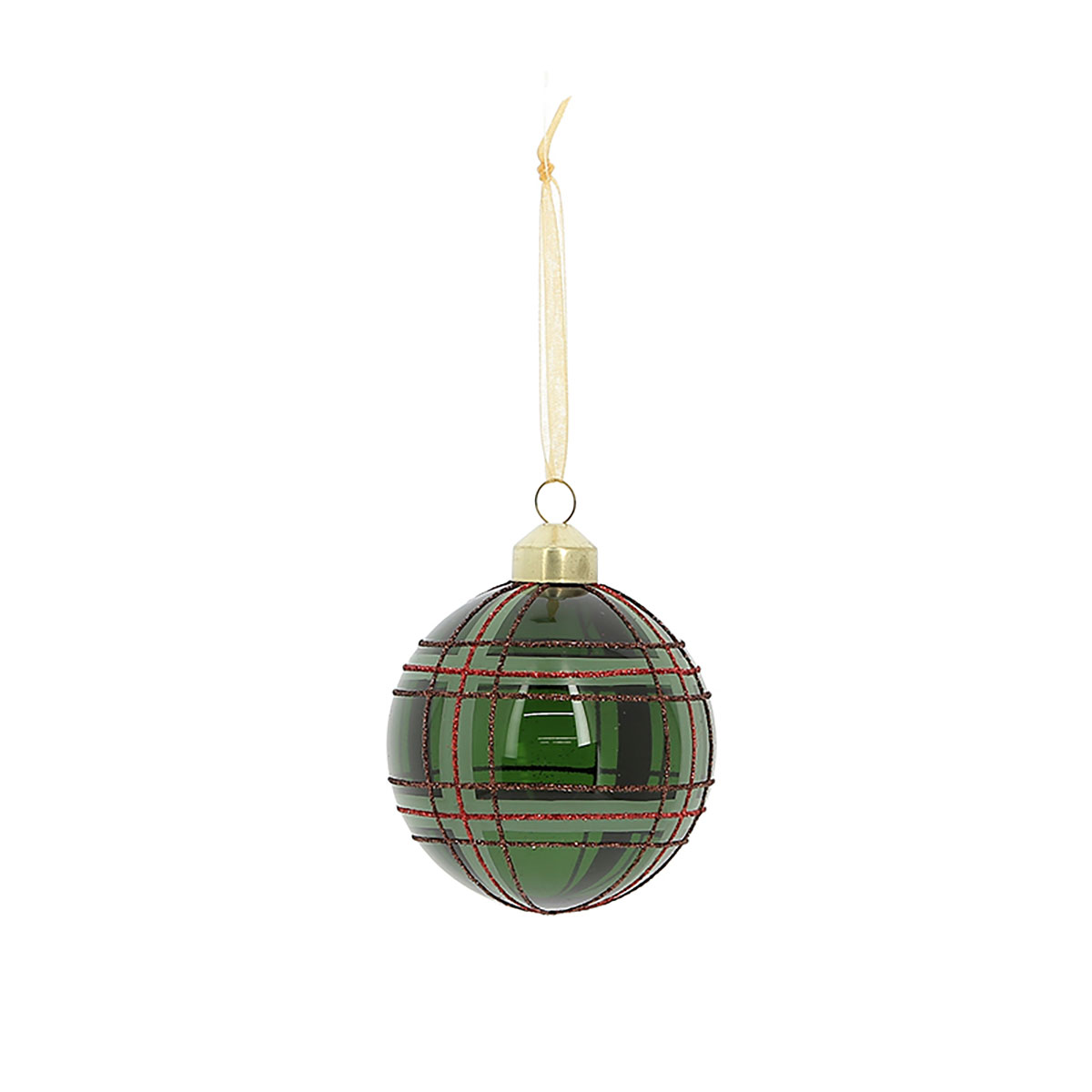 Bola De Natal Efeito Tartan Verde 8cm da hôma, fotografia 1