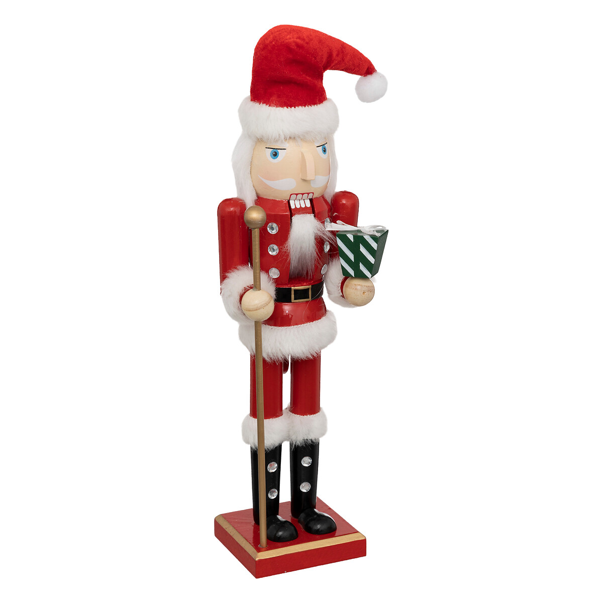 Soldado de chumbo com gorro pai natal em madeira 38cm da hôma, fotografia 1