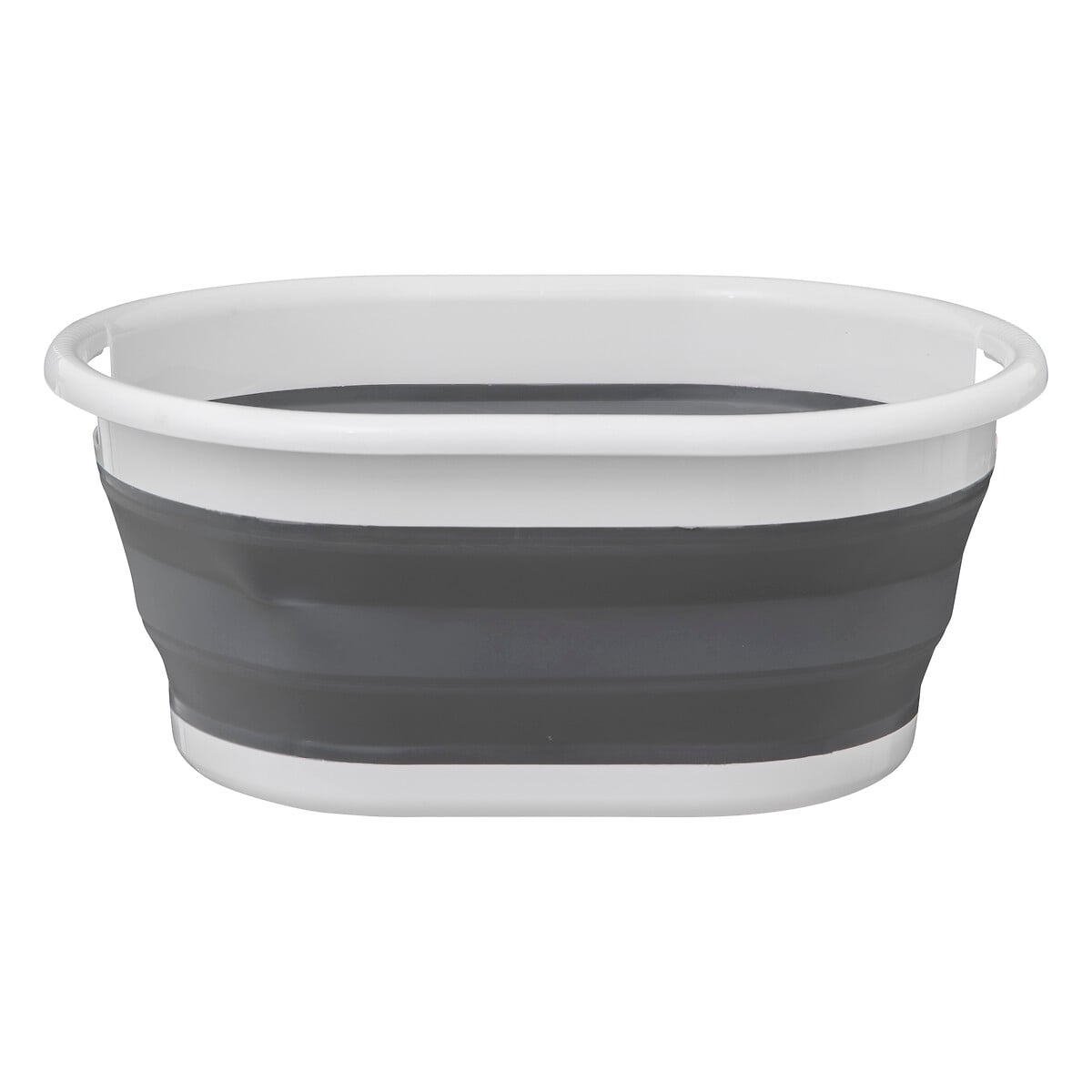Cesto dobrável oval branco e cinza 21l da hôma, fotografia 1