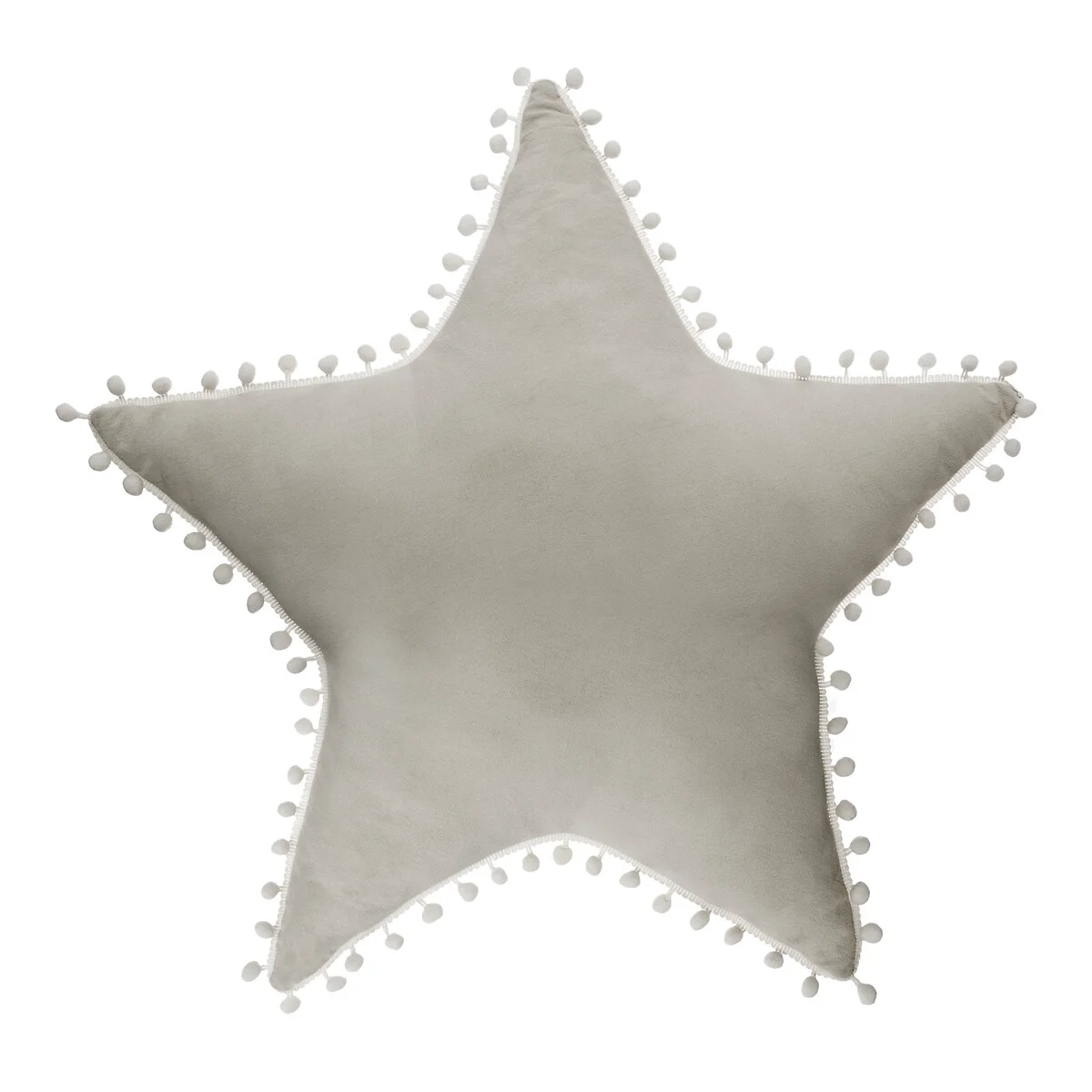 Almofada estrela cinza com pompons da hôma, fotografia 1