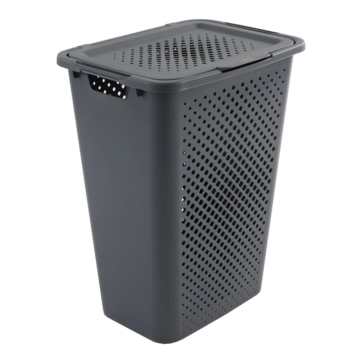 Cesto de roupa wc PIXEL cinza com tampa 50l da hôma, fotografia 1