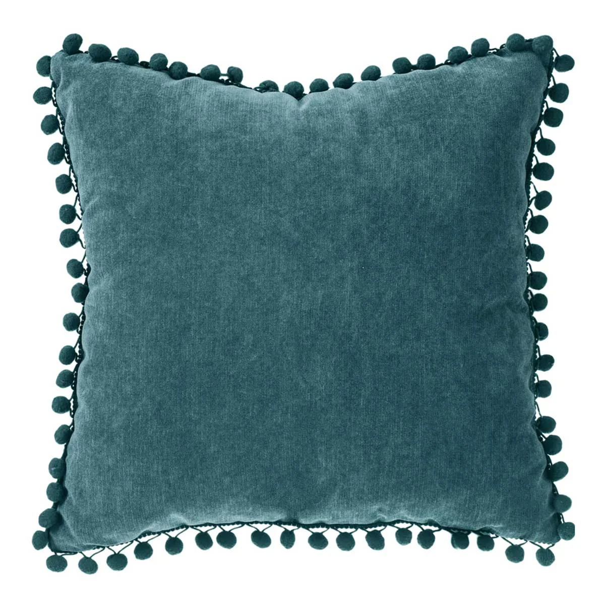 Almofada azul petróleo com pompons 40x40cm da hôma, fotografia 1