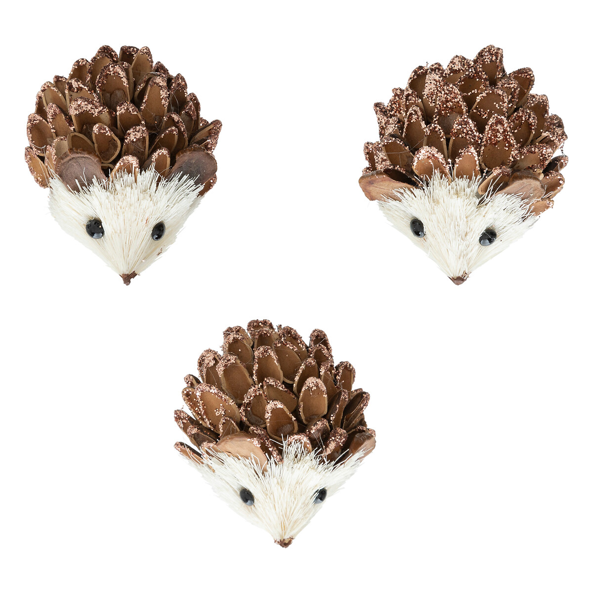 Conjunto de 3 ouriços com mola castanhos 7cm da hôma, fotografia 1
