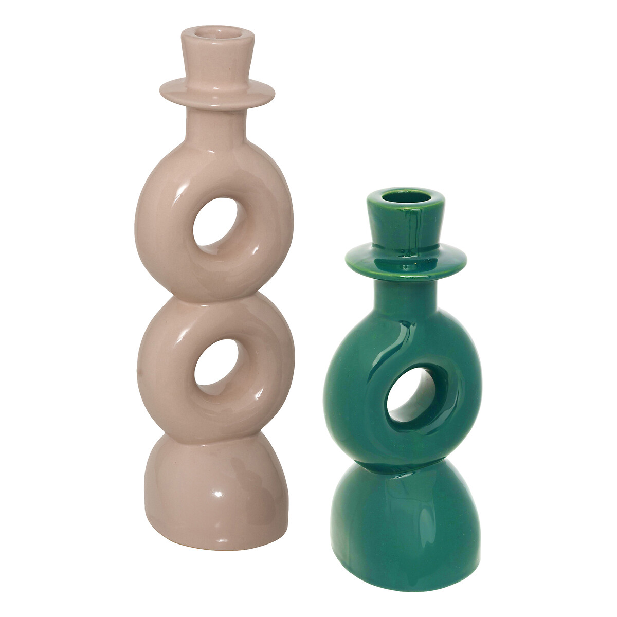 Conjunto de 2 castiçais MALA em cerâmica 18/25cm da hôma, fotografia 1