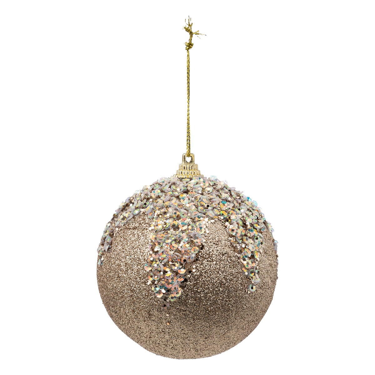 Pendurante bola dourada com glitter 8cm da hôma, fotografia 1