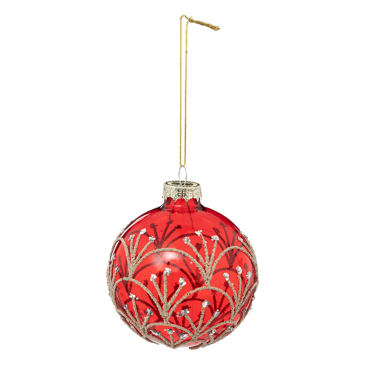 Pendurante bola ART DECO vermelho com brilho 8cm by hôma, photo 1