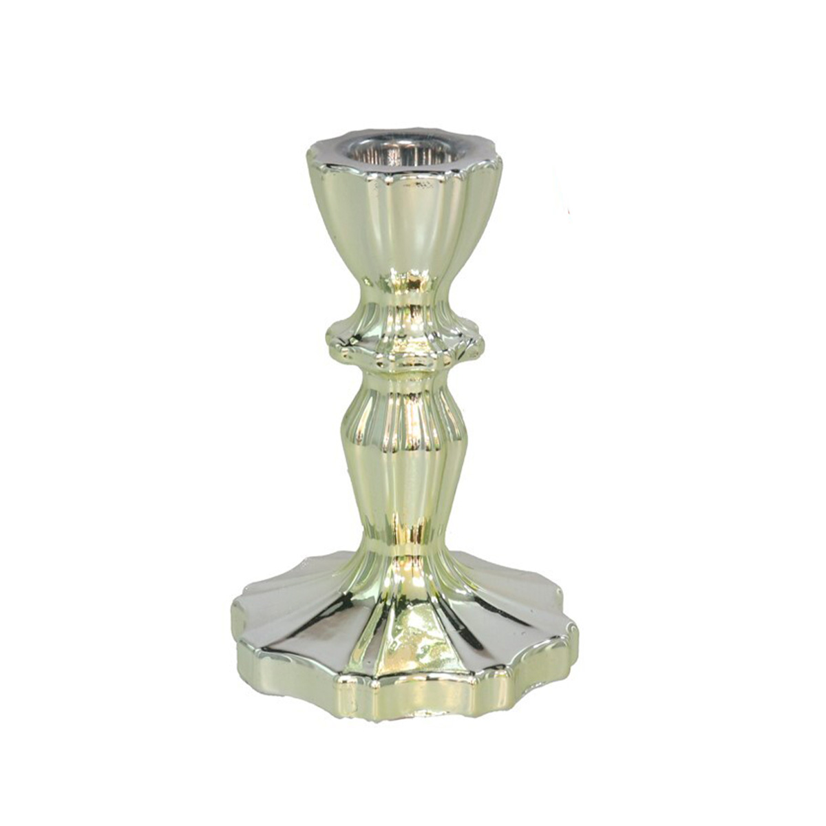 Castiçal efeito metalizado dourado 11,2cm by hôma, photo 1