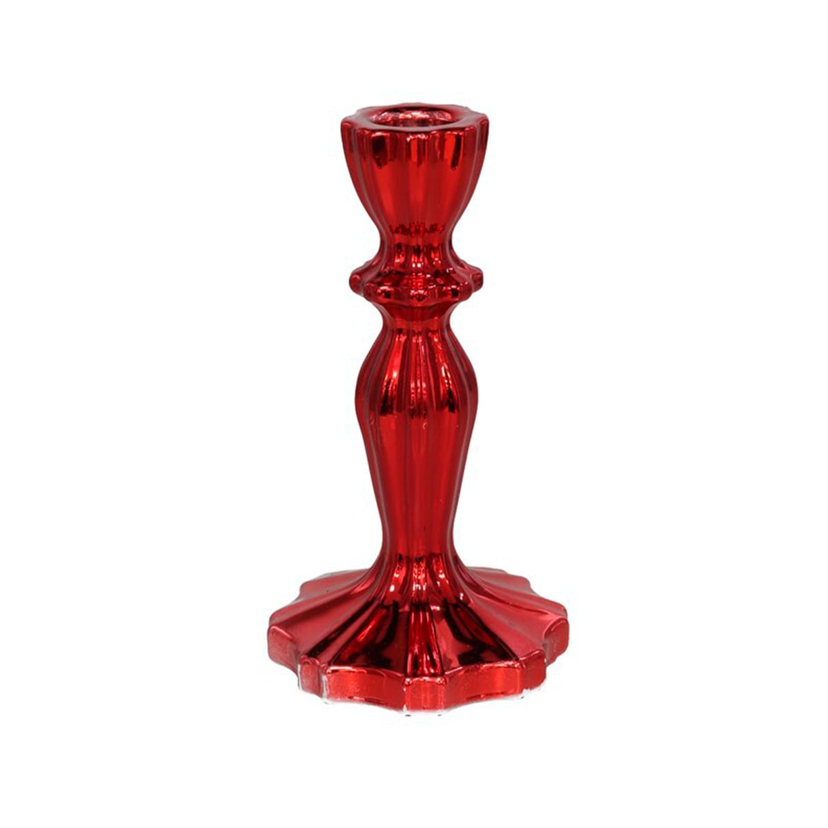 Castiçal efeito metalizado vermelho 15,8cm by hôma, photo 1