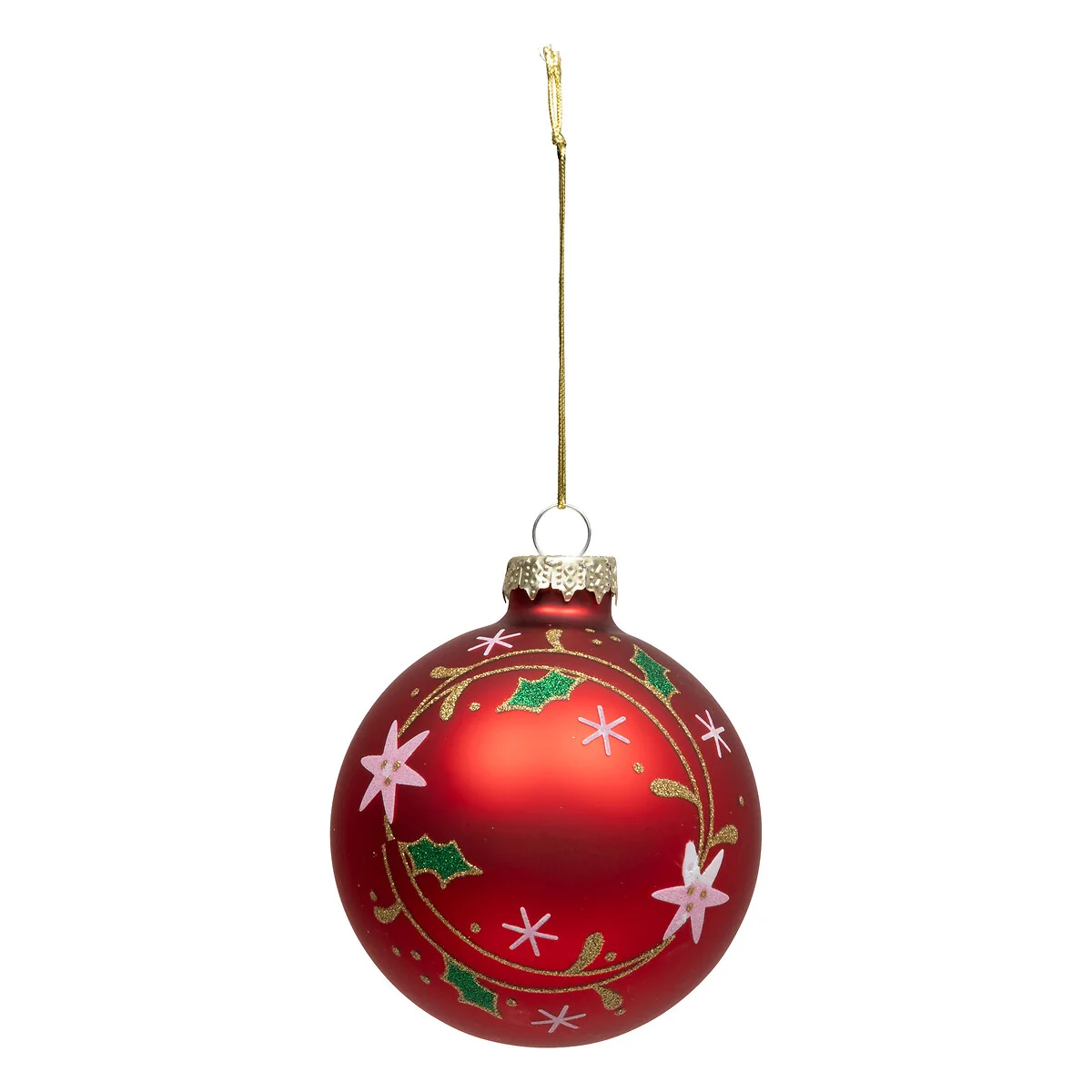 Bola de natal com azevinho e estrelas 8cm da hôma, fotografia 1