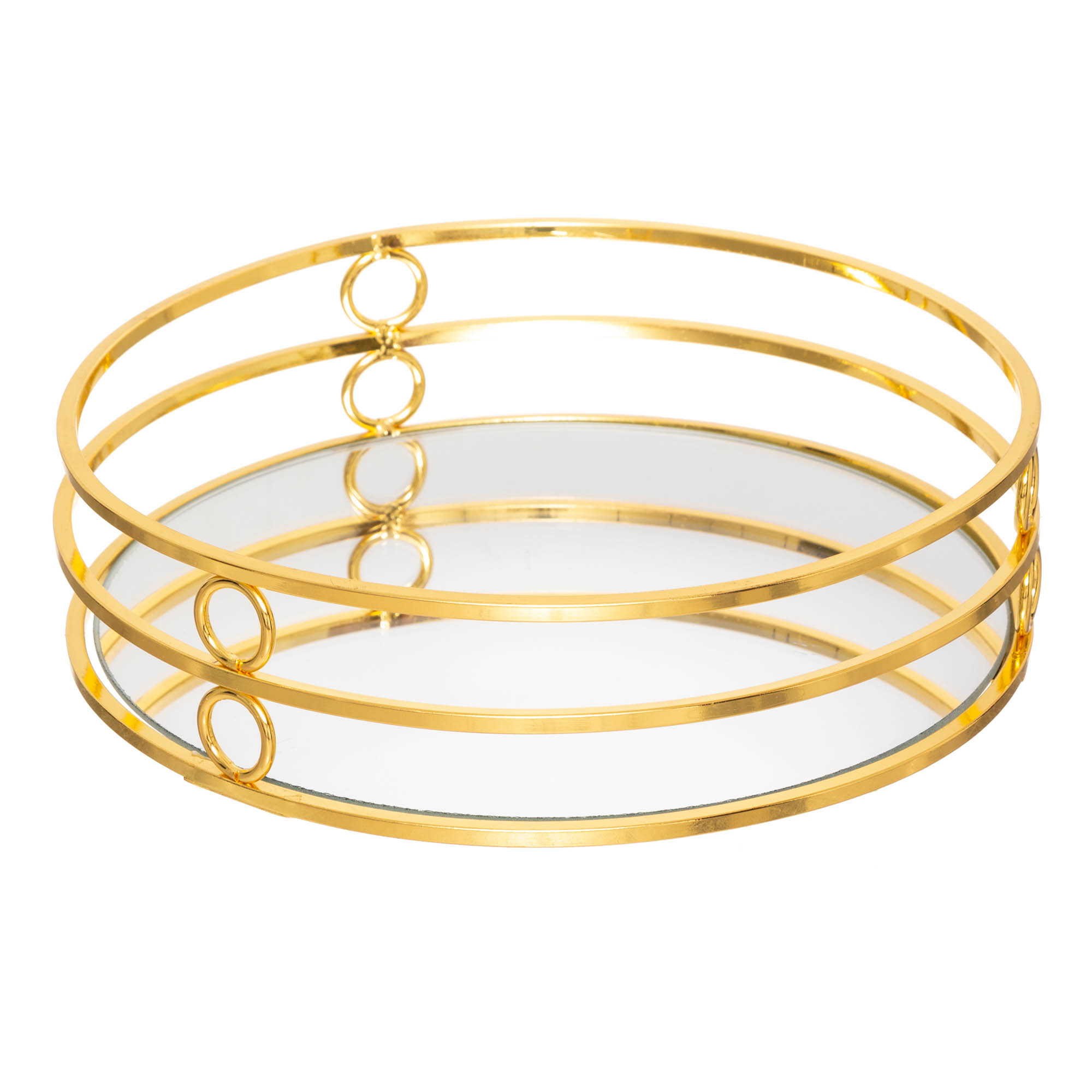 Tabuleiro espelhado FEEL dourado em metal 30cm by hôma, photo 1