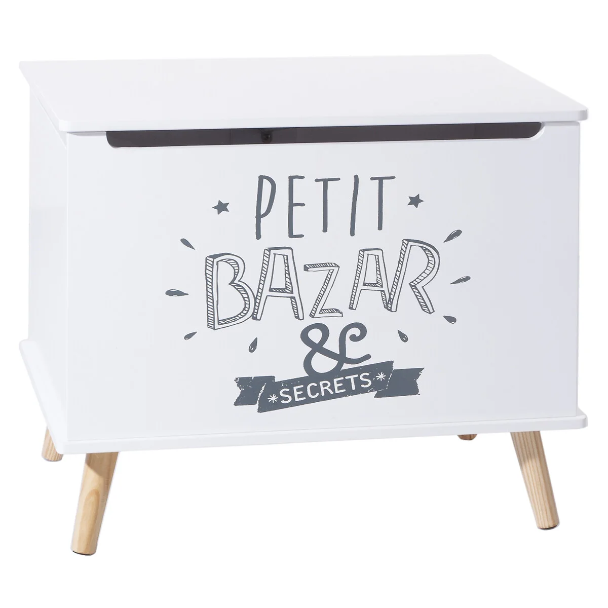 Baú estampado BAZAR branco em mdf da hôma, fotografia 1