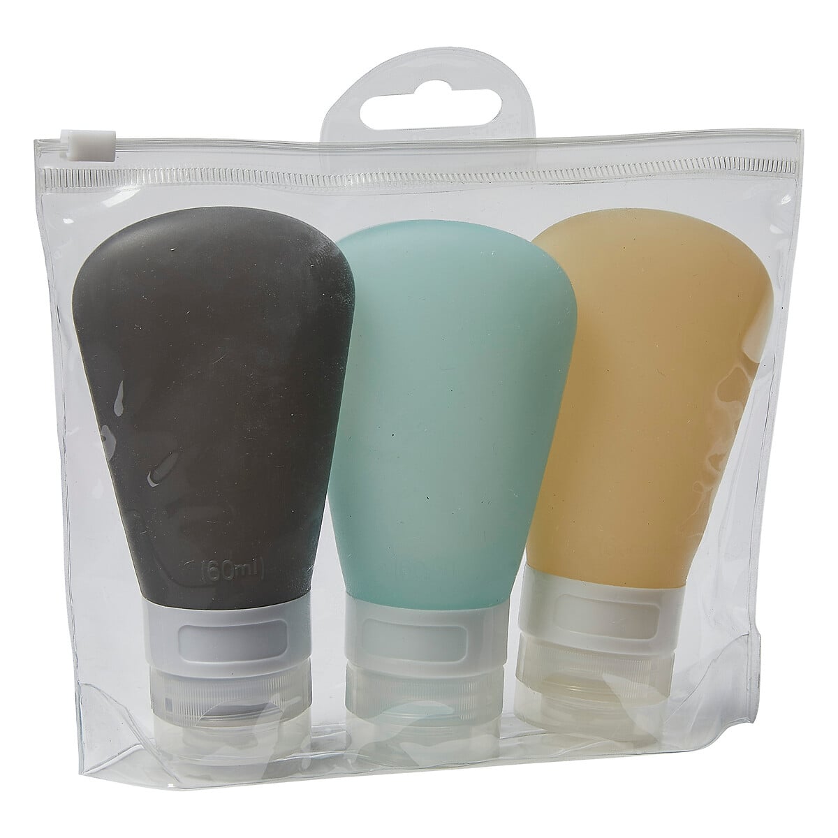 Conjunto de viagem 3 frascos de silicone 60ml da hôma, fotografia 1