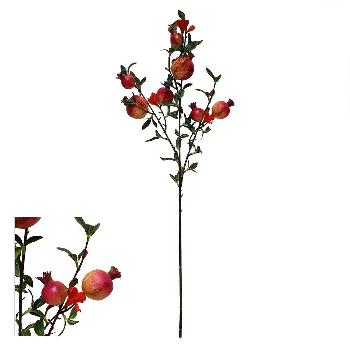 Haste com folhas e romã 80cm da hôma, fotografia 1