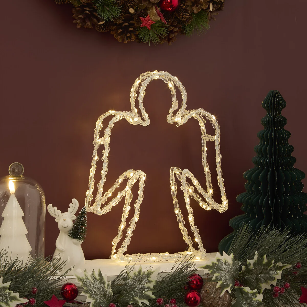 Anjo decorativo luminoso 50leds da hôma, fotografia 1