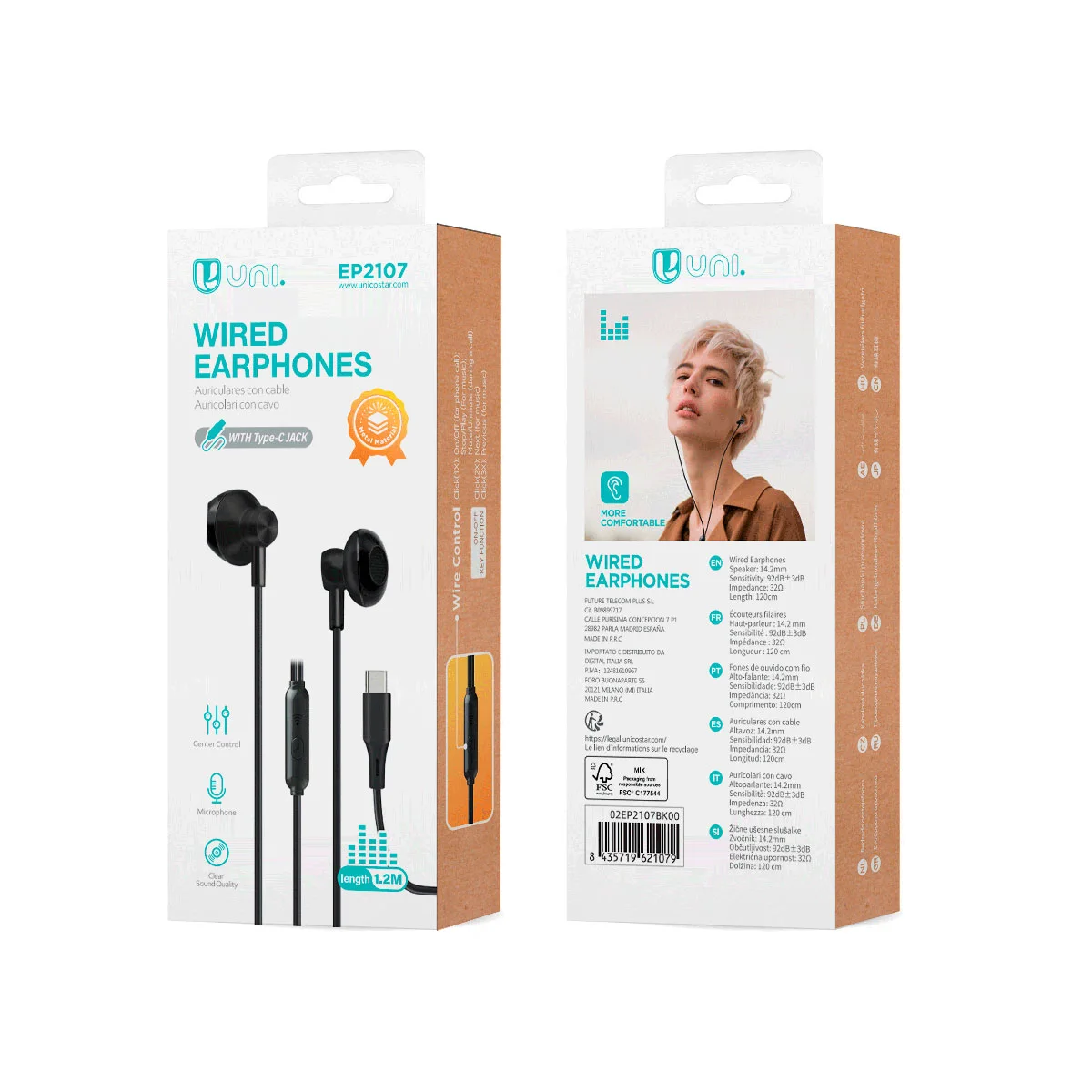 Auriculares com Fio Tipo C Preto da hôma, fotografia 1