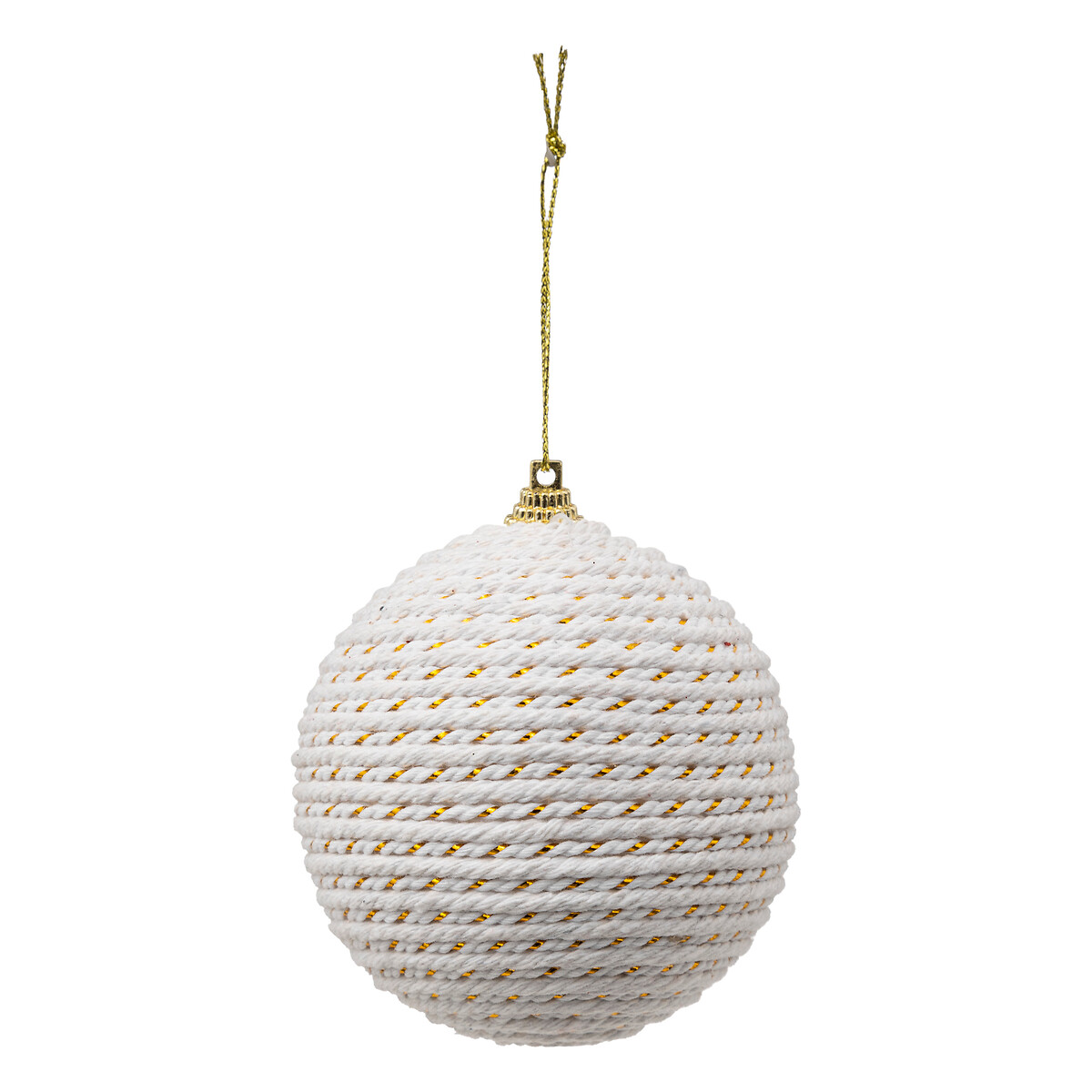 Conjunto de 2 bolas espiral branco e dourado com corda 8cm da hôma, fotografia 1