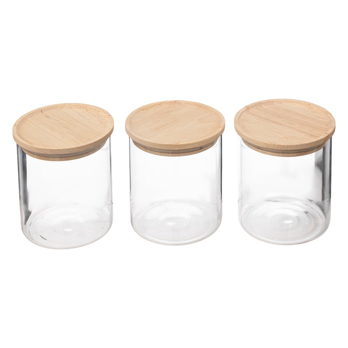 Conjunto de 3 frascos herméticos com tampa de madeira 350ml by hôma, photo 1