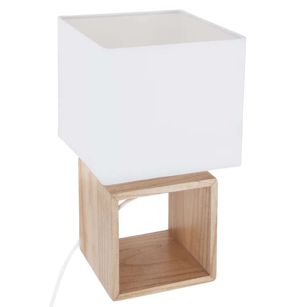 Candeeiro de mesa quadrado branco e castanho em madeira by hôma, photo 1