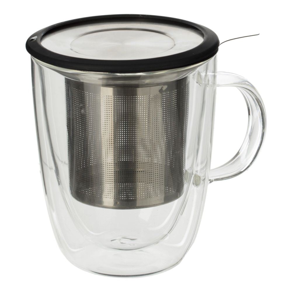 Caneca dupla em vidro com fitro 30cl by hôma, photo 1