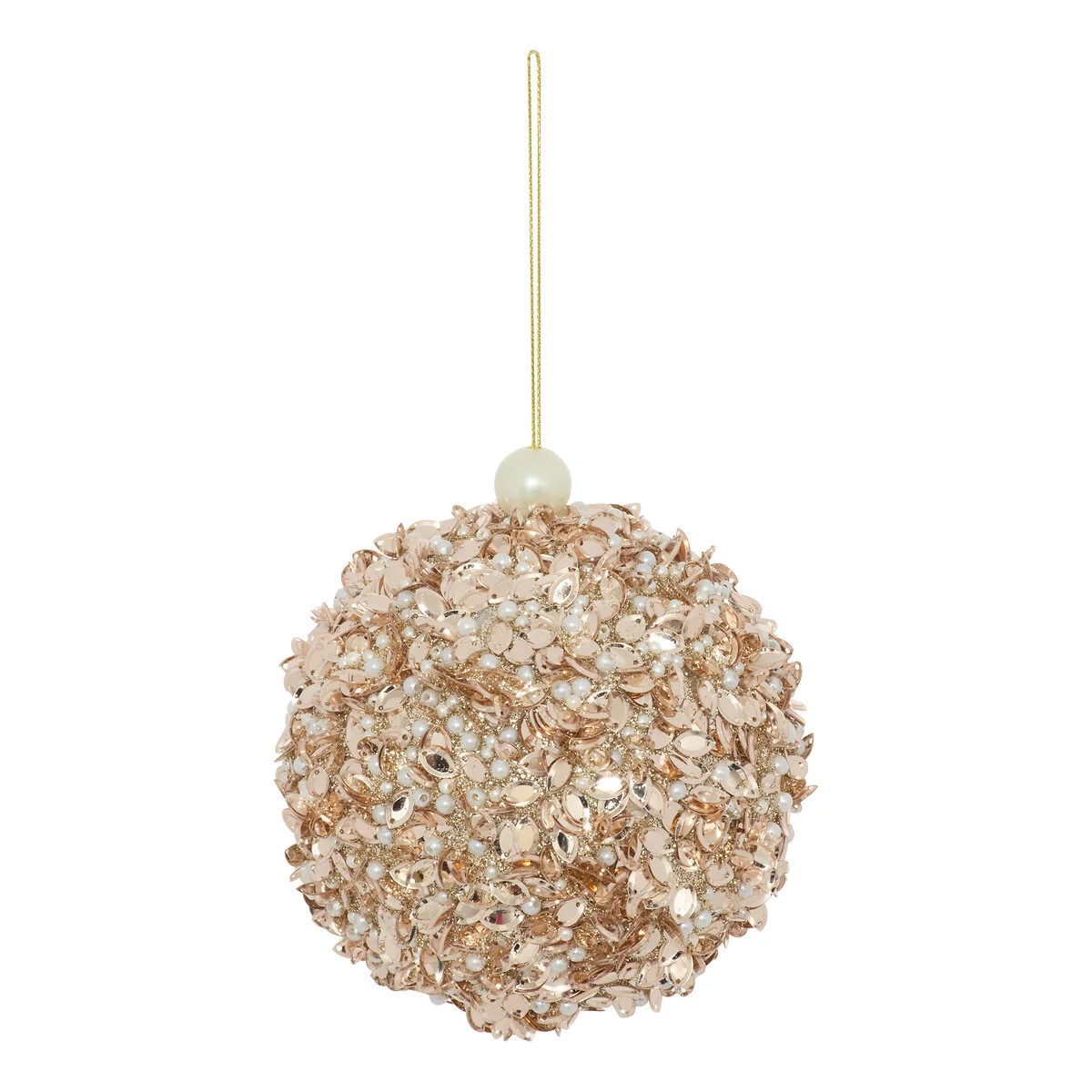 Bola de natal com pérolas dourado 10cm da hôma, fotografia 1