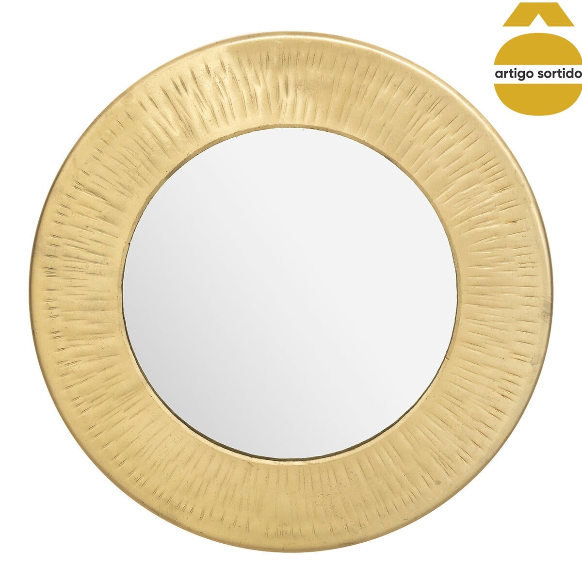 Espelho de parede ROMY dourado em metal martelado 18cm da hôma, fotografia 1